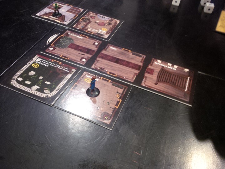 Exploring the mansion in Betrayal at House on the Hill.