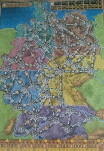 The Germany map, one of the two in the base game of Power Grid.